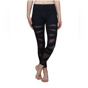 Lululemon High Times Tech Mesh Leggings Size 4 Black Snake Print With Mesh Panel